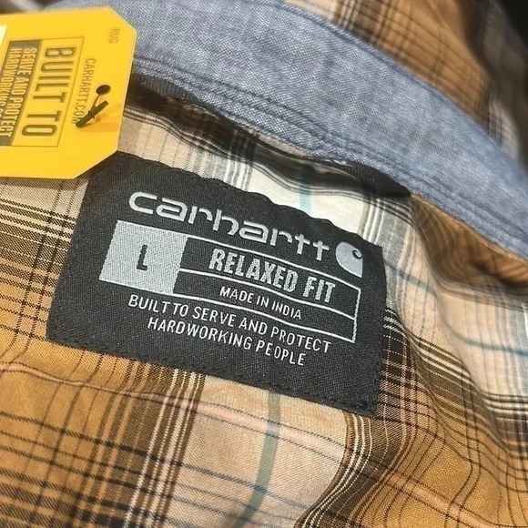 Carhartt Men's Rugged Flex Relaxed Fit Lightweight Long-Sleeve Snap-Front Plaid - Picture 4 of 8